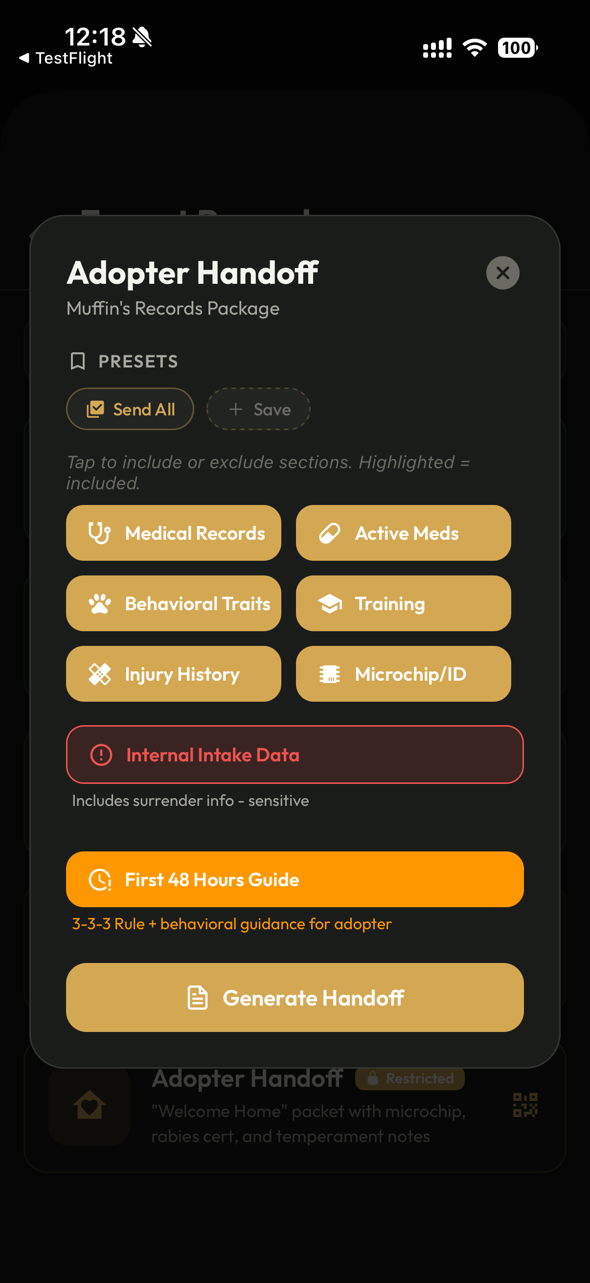 Adopter handoff package