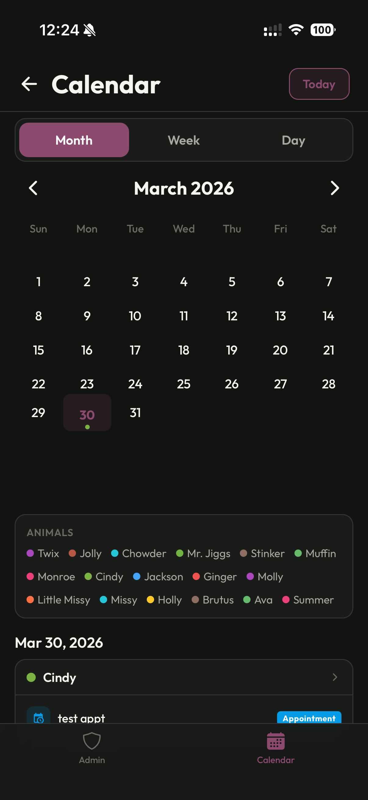 Calendar month view