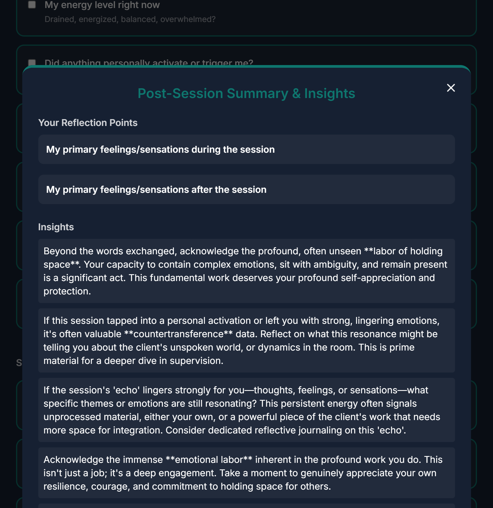Post-Session Reflection Tool